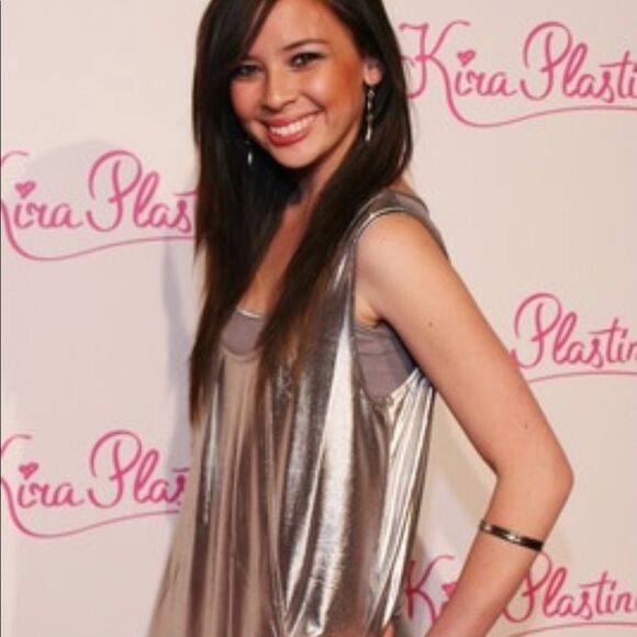 ACTUAL DRESS Designer Metallic Silver Dress With Pockets - Picture 2 of 6